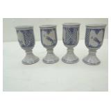 Set of 4 Stoneware Pottery Goblets or Chalices. 6.5" tall