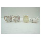 Vintage Royal Bayreuth Porcelain creamers(2) with pearlized grape cluster pattern, Tea servers