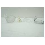 Glass Swan Bowl, Glass Dolphin, Glass Cat, Glass Duck Bowl
