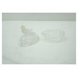 Anchor-Hocking Fire King Philbe Sapphire Blue Ovenware Custard Cups, Crystal Trinket Dish, toothpick holders, wagon