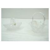 Vintage L.E. Smith Iridescent Clear Carnival Glass Basket; 5th Avenue Crystal Basket