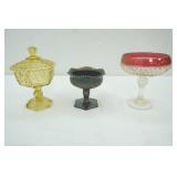 Vintage Northwood grape and Cable candy dish, Vintage Indiana glass ruby red, Vintage Imperial Mark Amber compote