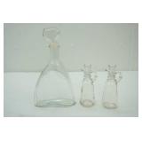 Vintage Anchor Hocking Decanter, 2 smaller Cruets