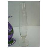 Vintage Vases, Cobalt Blue, Clear vase, etched glass vase, Murano style glass ware blue vase, Purple Flame and Glow hand blown vases