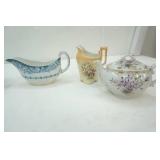 Vintage hand painted creamer, Wedgwood La Normandie gravy boat, Vintage teapot with floral design, pitcher with butterfly, Vintage Flow blue and white  porcelain Tureen serving dish