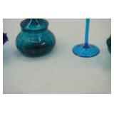 Vintage Viking glass Blue pedestal bowl, Vintage Candy dish, Vintage Anchor Hocking Fairfield blue 2 handled nappy candy dish