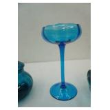 Vintage Viking glass Blue pedestal bowl, Vintage Candy dish, Vintage Anchor Hocking Fairfield blue 2 handled nappy candy dish