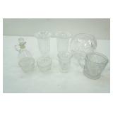 Vintage Clear glass stemmed dishes, bowl .cups