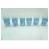 Vintage Jeanette Glass Hellenic blue glass tumblers (6)