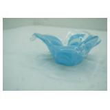 Vintage Blue Murano glass flower petal bowl