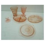 Anchor Hocking Pink Depression Glass Vase, Footed Candy Dish-Miss America Pink & More