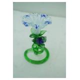 Hand-Blown Glass Flower Candle Holder 6.5" tall