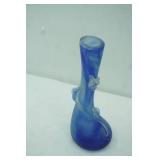 Frosted Blue Swirl Leaf Vase