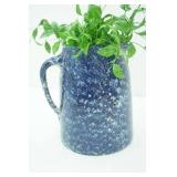 The Pottery Works Pitcher. Spongeware. Marshall Texas. 9" tall