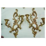 Vintage Brass Candlestick Holders, Vintage Brass Jardiniere w/Lion Head Handles and Paw Feet