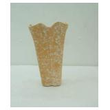 Vintage Shawnee Pottery Vase Splatter Pattern w/Scalloped Edge. Peach. 11" tall