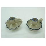 Handmade Williamsburg Pottery Salt-Glazed Candlestick Holders