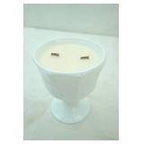 Milk Glass Compote Dish Candle: Creme Brule