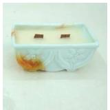 Vintage Akro Agate Slag Glass Planter Candle: Woodland Trail