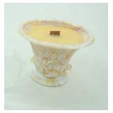 Vintage Akro Agate Slag Glass Lily Vase w/Orange and White Swirl Pattern Candle: Cherry & Almond