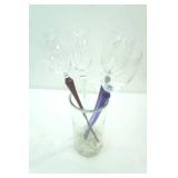 Hand-Blown, Footless, Long-Stem Crystal Champagne Flutes with colorful stems