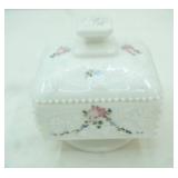 Vintage Westmoreland Milk Glass Covered Candy Dish in the "Roses and Bows" Pattern