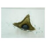 Vintage Murano attributed green art glass centerpiece bowl in leaf like formation,11" x6"