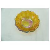 Vintage Marigold Pattern Carnival Glass Bowl 9" wide by 3.25" tall