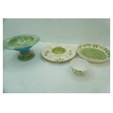 Vintage Footed Ceramic Fruit Bowl. 13.75" wide by 7.25" tall