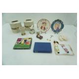 Croscill Riverside Floral Banded Porcelain Tissue Box Covers and Toothbrush Holder, Hand-Painted 3D Cameo-Style Ceramic Decor Plates and More