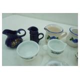 Ceramic Olive Oil Claret Set; Porcelain and Ceramic Covered Dishes, Stoneware Sugar and Creamer Set, Blue Ceramic Creamer, Blue China Creamer