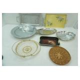 Stainless Steel Lazy Susan Serving Tray and other Vintage Metal Serving Trays