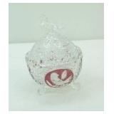 Hofbauer Byrdes Collection Red Cut Lead Crystal Candy Dish. 1970s. West Germany
