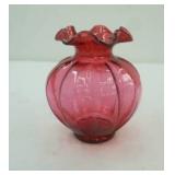 Vintage Fenton Cranberry Vase 6" tall