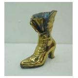 Vintage Brass Victorian Boot Vase. 9.5" tall