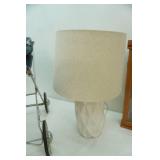 Antique Doll Buggy, Table Lamp, Wooden Shelf, Wooden Display Cabinet