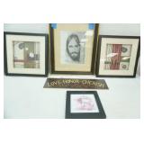Art Collection. Abstract, Jesus, Chickens, "Love-Honor-Cherish" Sign