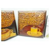 3D floral mixed media print, 2 Metal Coffee Shop Decor Signs.