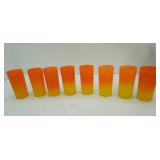 Vintage Sunset Orange & Yellow Tumblers (w/scratches) Blendo? Ombre Highball Glasses. MCM