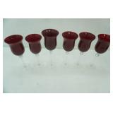 Hand-Blown Long Stem Wine Goblets. Red Glass and Clear Glass Stems