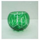 Gorham Lady Anne Emerald Green cut-to-clear crystal rose bowl