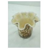 Hand-Blown Art Glass Vase with Ruffled Edge.