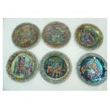 Fenton Blue Carnival Glass Collectors Plates. "Craftsman Plate Series". 1970s