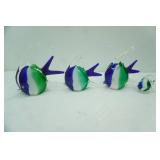 Vintage Hand-Blown Art Glass Fish Figurines. Murano-Style Angelfish Set 4ct