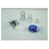 Art-Glass Figurines and Paperweights. Teddy Bear, Owl, Starfish, Bird, Candy