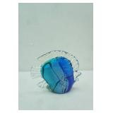 Murano-Style Hand-Blown Art Glass Fish Figurine 6"x7.5"