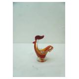 Hand-Blown Art Glass Rooster Figurine/Bowl