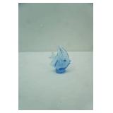 Hand-Blown Art Glass Angelfish Figurine with Controlled Bubbles. 4.25"x3.25"