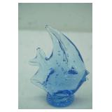 Hand-Blown Art Glass Angelfish Figurine with Controlled Bubbles. 4.25"x3.25"