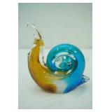 Hand-Blown Art Glass Snail Figurine 5"x5"